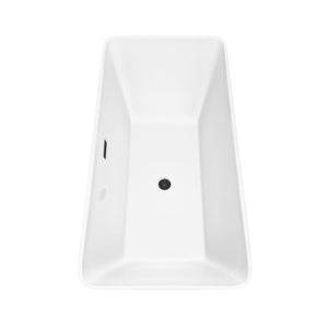 Wyndham Collection Bathtub Wyndham Collection WCBTK150467MBTRIM Tiffany 67 Inch Freestanding Bathtub in White with Matte Black Drain and Overflow Trim