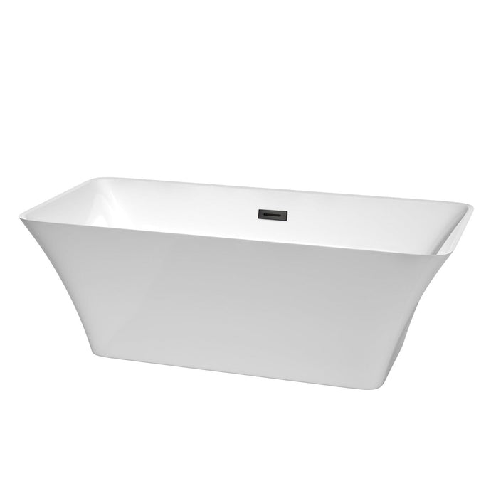 Wyndham Collection Bathtub Wyndham Collection WCBTK150467MBTRIM Tiffany 67 Inch Freestanding Bathtub in White with Matte Black Drain and Overflow Trim