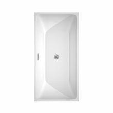 Load image into Gallery viewer, Wyndham Collection Bathtub Wyndham Collection WCBTK150559ATP11PC Rachel 59 Inch Freestanding Bathtub in White with Floor Mounted Faucet, Drain and Overflow Trim in Polished Chrome