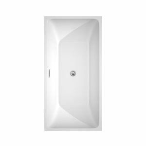Wyndham Collection Bathtub Wyndham Collection WCBTK150559ATP11PC Rachel 59 Inch Freestanding Bathtub in White with Floor Mounted Faucet, Drain and Overflow Trim in Polished Chrome