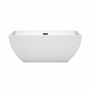Wyndham Collection Bathtub Wyndham Collection WCBTK150559MBTRIM Rachel 59 Inch Freestanding Bathtub in White with Matte Black Drain and Overflow Trim