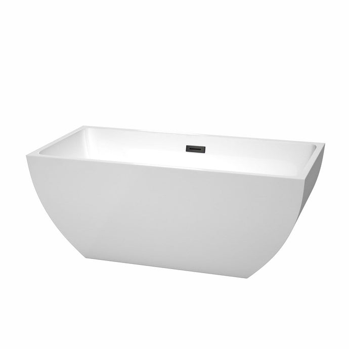 Wyndham Collection Bathtub Wyndham Collection WCBTK150559MBTRIM Rachel 59 Inch Freestanding Bathtub in White with Matte Black Drain and Overflow Trim