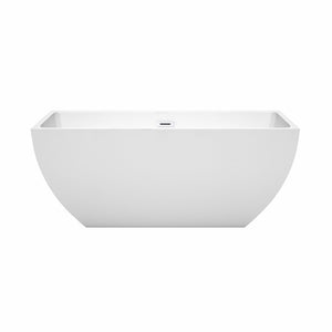 Wyndham Collection Bathtub Wyndham Collection WCBTK150559SWTRIM Rachel 59 Inch Freestanding Bathtub in White with Shiny White Drain and Overflow Trim