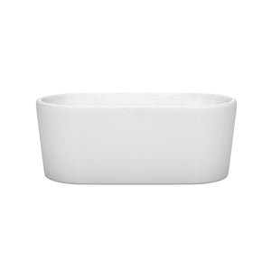 Wyndham Collection Bathtub Wyndham Collection WCBTK151159MBTRIM Ursula 59 Inch Freestanding Bathtub in White with Matte Black Drain and Overflow Trim