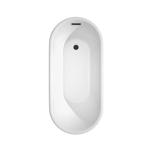 Wyndham Collection Bathtub Wyndham Collection WCBTK151159MBTRIM Ursula 59 Inch Freestanding Bathtub in White with Matte Black Drain and Overflow Trim