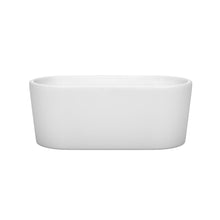 Load image into Gallery viewer, Wyndham Collection Bathtub Wyndham Collection WCBTK151159SWTRIM Ursula 59 Inch Freestanding Bathtub in White with Shiny White Drain and Overflow Trim