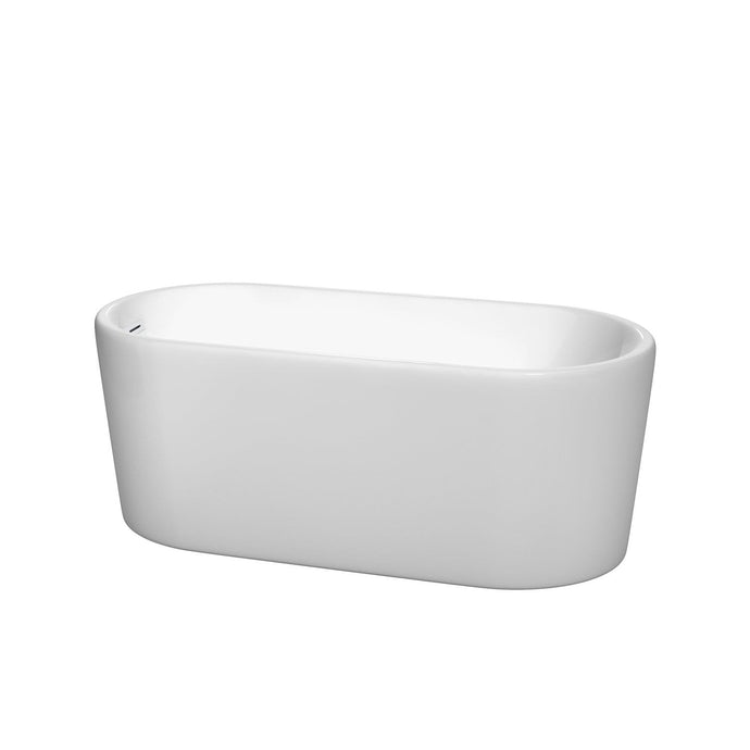Wyndham Collection Bathtub Wyndham Collection WCBTK151159SWTRIM Ursula 59 Inch Freestanding Bathtub in White with Shiny White Drain and Overflow Trim