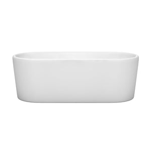 Wyndham Collection Bathtub Wyndham Collection WCBTK151167 Ursula 67 Inch Freestanding Bathtub in White with Polished Chrome Drain and Overflow Trim