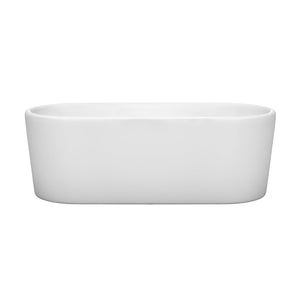Wyndham Collection Bathtub Wyndham Collection WCBTK151167SWTRIM Ursula 67 Inch Freestanding Bathtub in White with Shiny White Drain and Overflow Trim