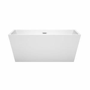 Wyndham Collection Bathtub Wyndham Collection WCBTK151459 Sara 59 Inch Freestanding Bathtub in White with Polished Chrome Drain and Overflow Trim