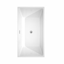 Load image into Gallery viewer, Wyndham Collection Bathtub Wyndham Collection WCBTK151459 Sara 59 Inch Freestanding Bathtub in White with Polished Chrome Drain and Overflow Trim