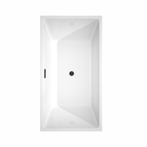 Wyndham Collection Bathtub Wyndham Collection WCBTK151459MBTRIM Sara 59 Inch Freestanding Bathtub in White with Matte Black Drain and Overflow Trim