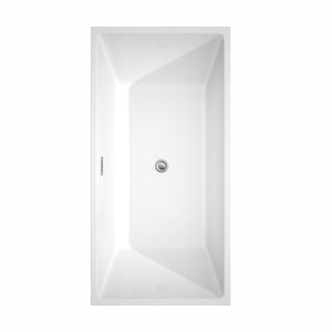 Wyndham Collection Bathtub Wyndham Collection WCBTK151463 Sara 63 Inch Freestanding Bathtub in White with Polished Chrome Drain and Overflow Trim