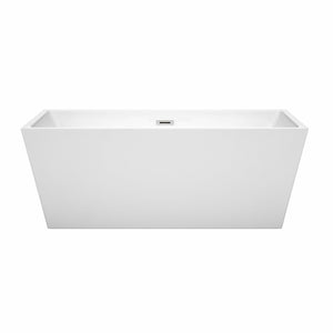 Wyndham Collection Bathtub Wyndham Collection WCBTK151463 Sara 63 Inch Freestanding Bathtub in White with Polished Chrome Drain and Overflow Trim