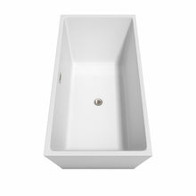 Load image into Gallery viewer, Wyndham Collection Bathtub Wyndham Collection WCBTK151463BNTRIM Sara 63 Inch Freestanding Bathtub in White with Brushed Nickel Drain and Overflow Trim