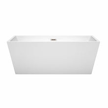 Load image into Gallery viewer, Wyndham Collection Bathtub Wyndham Collection WCBTK151463BNTRIM Sara 63 Inch Freestanding Bathtub in White with Brushed Nickel Drain and Overflow Trim