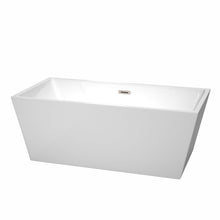 Load image into Gallery viewer, Wyndham Collection Bathtub Wyndham Collection WCBTK151463BNTRIM Sara 63 Inch Freestanding Bathtub in White with Brushed Nickel Drain and Overflow Trim