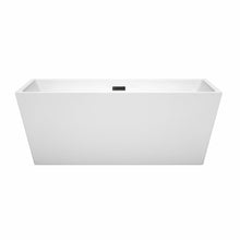 Load image into Gallery viewer, Wyndham Collection Bathtub Wyndham Collection WCBTK151463MBTRIM Sara 63 Inch Freestanding Bathtub in White with Matte Black Drain and Overflow Trim