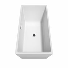 Load image into Gallery viewer, Wyndham Collection Bathtub Wyndham Collection WCBTK151463MBTRIM Sara 63 Inch Freestanding Bathtub in White with Matte Black Drain and Overflow Trim