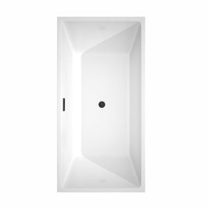 Wyndham Collection Bathtub Wyndham Collection WCBTK151463MBTRIM Sara 63 Inch Freestanding Bathtub in White with Matte Black Drain and Overflow Trim