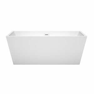 Wyndham Collection Bathtub Wyndham Collection WCBTK151463SWTRIM Sara 63 Inch Freestanding Bathtub in White with Shiny White Drain and Overflow Trim