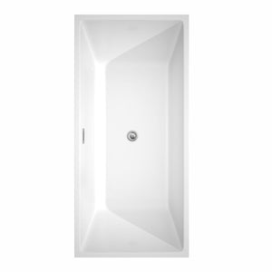 Wyndham Collection Bathtub Wyndham Collection WCBTK151467ATP11PC Sara 67 Inch Freestanding Bathtub in White with Floor Mounted Faucet, Drain and Overflow Trim in Polished Chrome