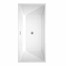 Load image into Gallery viewer, Wyndham Collection Bathtub Wyndham Collection WCBTK151467BNTRIM Sara 67 Inch Freestanding Bathtub in White with Brushed Nickel Drain and Overflow Trim