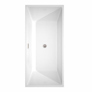 Wyndham Collection Bathtub Wyndham Collection WCBTK151467BNTRIM Sara 67 Inch Freestanding Bathtub in White with Brushed Nickel Drain and Overflow Trim