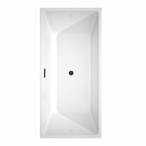 Wyndham Collection Bathtub Wyndham Collection WCBTK151467MBTRIM Sara 67 Inch Freestanding Bathtub in White with Matte Black Drain and Overflow Trim