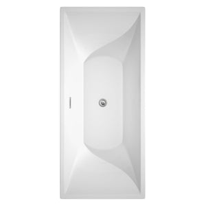 Wyndham Collection Bathtub Wyndham Collection WCBTK151871ATP11PC Maryam 71 Inch Freestanding Bathtub in White with Floor Mounted Faucet, Drain and Overflow Trim in Polished Chrome