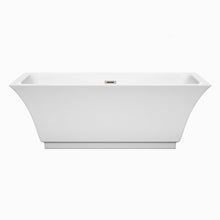 Load image into Gallery viewer, Wyndham Collection Bathtub Wyndham Collection WCBTK151967BNTRIM Galina 67 Inch Freestanding Bathtub in White with Brushed Nickel Drain and Overflow Trim