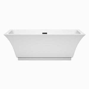Wyndham Collection Bathtub Wyndham Collection WCBTK151967MBTRIM Galina 67 Inch Freestanding Bathtub in White with Matte Black Drain and Overflow Trim