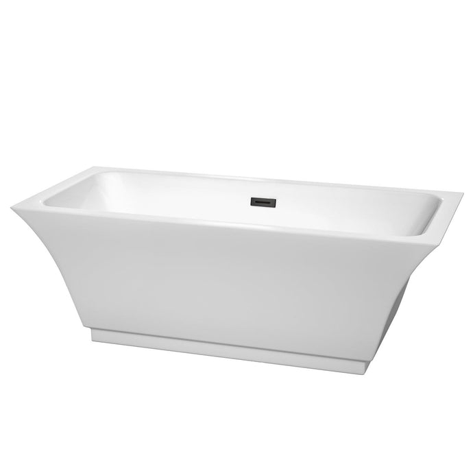 Wyndham Collection Bathtub Wyndham Collection WCBTK151967MBTRIM Galina 67 Inch Freestanding Bathtub in White with Matte Black Drain and Overflow Trim