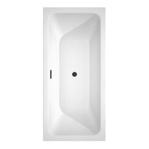 Wyndham Collection Bathtub Wyndham Collection WCBTK151967MBTRIM Galina 67 Inch Freestanding Bathtub in White with Matte Black Drain and Overflow Trim