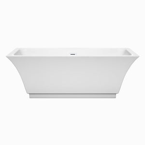 Wyndham Collection Bathtub Wyndham Collection WCBTK151967SWTRIM Galina 67 Inch Freestanding Bathtub in White with Shiny White Drain and Overflow Trim