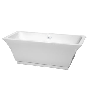 Wyndham Collection Bathtub Wyndham Collection WCBTK151967SWTRIM Galina 67 Inch Freestanding Bathtub in White with Shiny White Drain and Overflow Trim