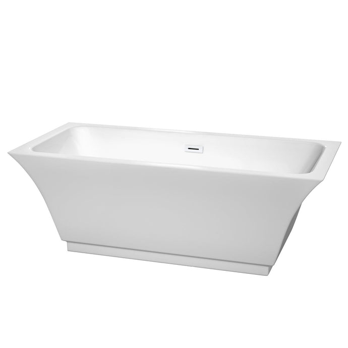 Wyndham Collection Bathtub Wyndham Collection WCBTK151967SWTRIM Galina 67 Inch Freestanding Bathtub in White with Shiny White Drain and Overflow Trim