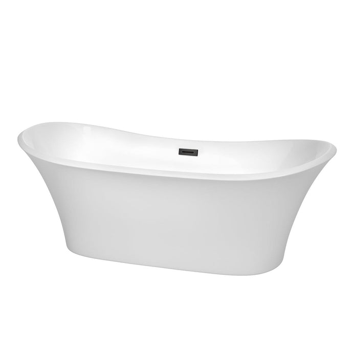 Wyndham Collection Bathtub Wyndham Collection WCBTK152871MBTRIM Bolera 71 Inch Freestanding Bathtub in White with Matte Black Drain and Overflow Trim