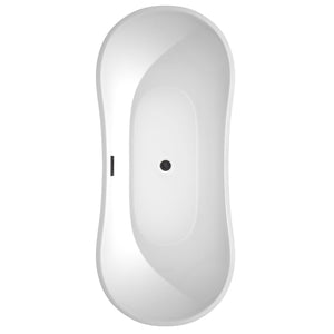 Wyndham Collection Bathtub Wyndham Collection WCBTK152871MBTRIM Bolera 71 Inch Freestanding Bathtub in White with Matte Black Drain and Overflow Trim