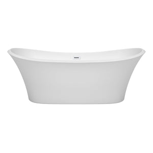 Wyndham Collection Bathtub Wyndham Collection WCBTK152871SWTRIM Bolera 71 Inch Freestanding Bathtub in White with Shiny White Drain and Overflow Trim