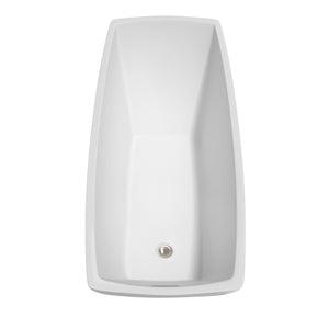 Wyndham Collection Bathtub Wyndham Collection WCBTK153367BNTRIM Antigua 67 Inch Freestanding Bathtub in White with Brushed Nickel Drain and Overflow Trim
