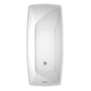 Wyndham Collection Bathtub Wyndham Collection WCBTK153367BNTRIM Antigua 67 Inch Freestanding Bathtub in White with Brushed Nickel Drain and Overflow Trim