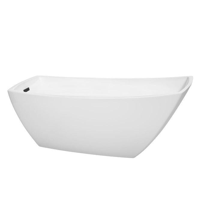 Wyndham Collection Bathtub Wyndham Collection WCBTK153367MBTRIM Antigua 67 Inch Freestanding Bathtub in White with Matte Black Drain and Overflow Trim