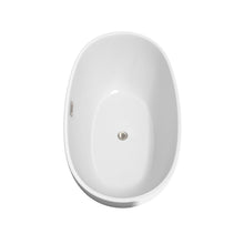 Load image into Gallery viewer, Wyndham Collection Bathtub Wyndham Collection WCBTK156159ATP11BN Juno 59 Inch Freestanding Bathtub in White with Floor Mounted Faucet, Drain and Overflow Trim in Brushed Nickel