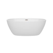 Load image into Gallery viewer, Wyndham Collection Bathtub Wyndham Collection WCBTK156159BNTRIM Juno 59 Inch Freestanding Bathtub in White with Brushed Nickel Drain and Overflow Trim
