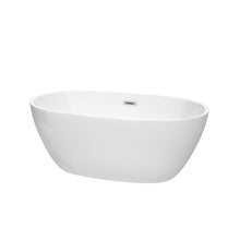 Load image into Gallery viewer, Wyndham Collection Bathtub Wyndham Collection WCBTK156159BNTRIM Juno 59 Inch Freestanding Bathtub in White with Brushed Nickel Drain and Overflow Trim