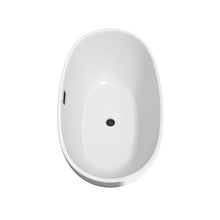 Load image into Gallery viewer, Wyndham Collection Bathtub Wyndham Collection WCBTK156159MBTRIM Juno 59 Inch Freestanding Bathtub in White with Matte Black Drain and Overflow Trim