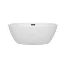 Load image into Gallery viewer, Wyndham Collection Bathtub Wyndham Collection WCBTK156159MBTRIM Juno 59 Inch Freestanding Bathtub in White with Matte Black Drain and Overflow Trim
