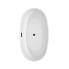 Load image into Gallery viewer, Wyndham Collection Bathtub Wyndham Collection WCBTK156159MBTRIM Juno 59 Inch Freestanding Bathtub in White with Matte Black Drain and Overflow Trim