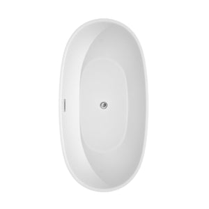 Wyndham Collection Bathtub Wyndham Collection WCBTK156163 Juno 63 Inch Freestanding Bathtub in White with Polished Chrome Drain and Overflow Trim